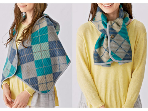 アーガイル フード付き5WAYブランケット